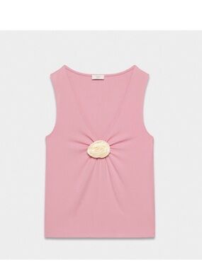 Aritzia Wilfred Bloom Pink Tank with Cream Rosette